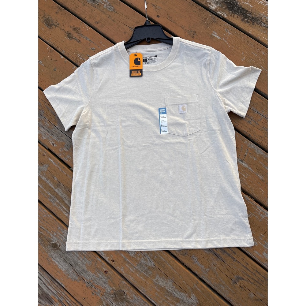 Carhartt Womens Relaxed Fit Lightweight Pocket T-Shirt Oatmeal NWT Large